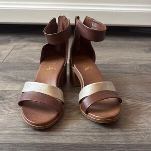 Brown and Gold Women's Sandals